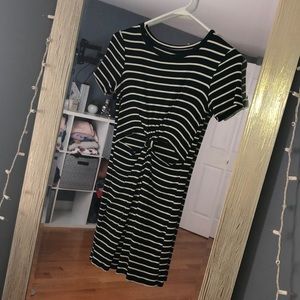 Dark Green stripped mini dress